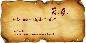 Römer Győző névjegykártya